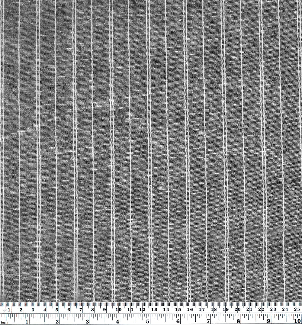 Striped Hemp & Organic Cotton Chambray - Grey/Ivory