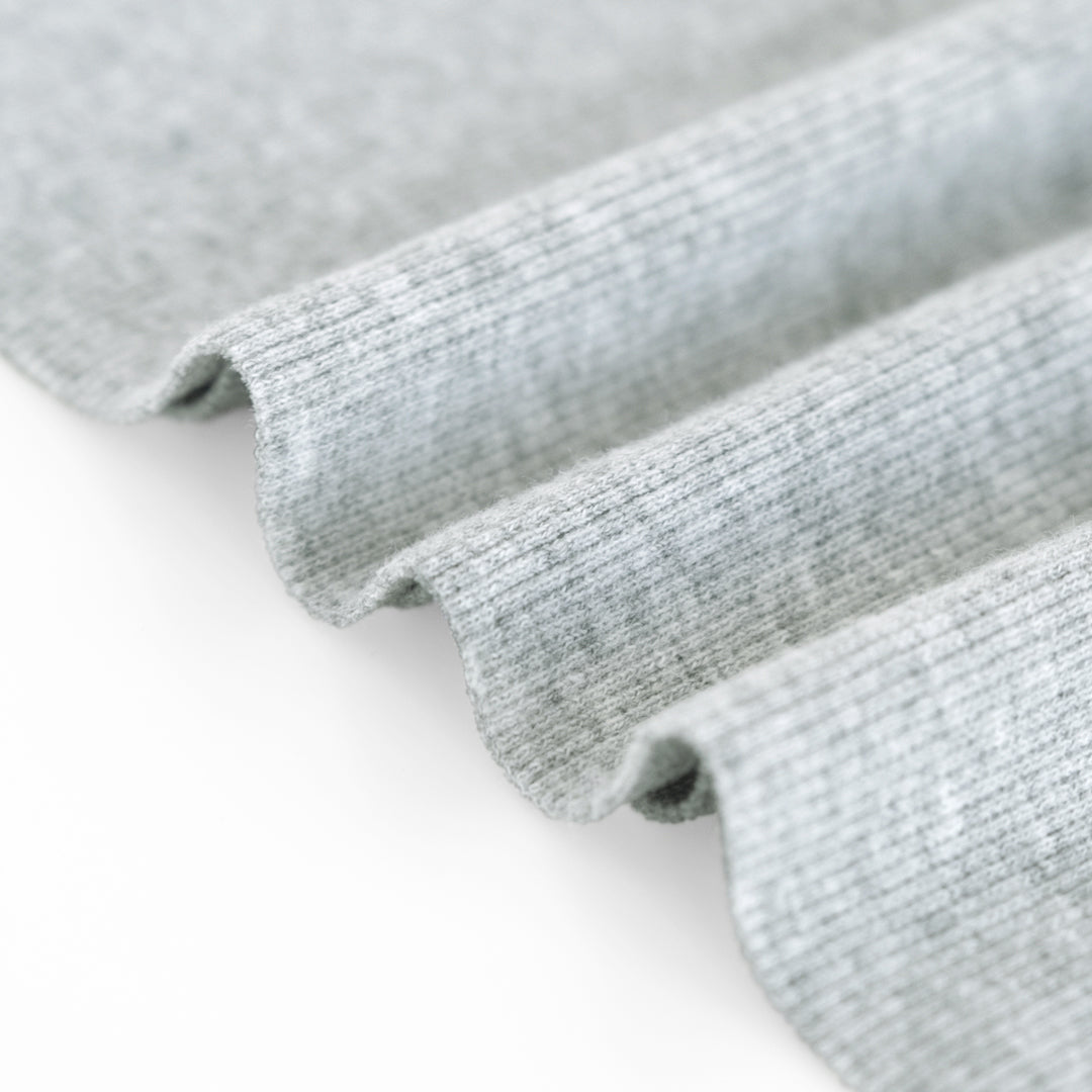 Organic Cotton 2x2 Ribbing - Heather Grey