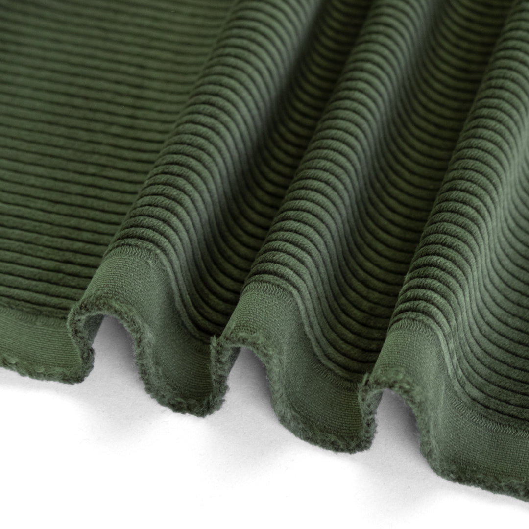 Chunky wide wale corduroy in dark Jasper green