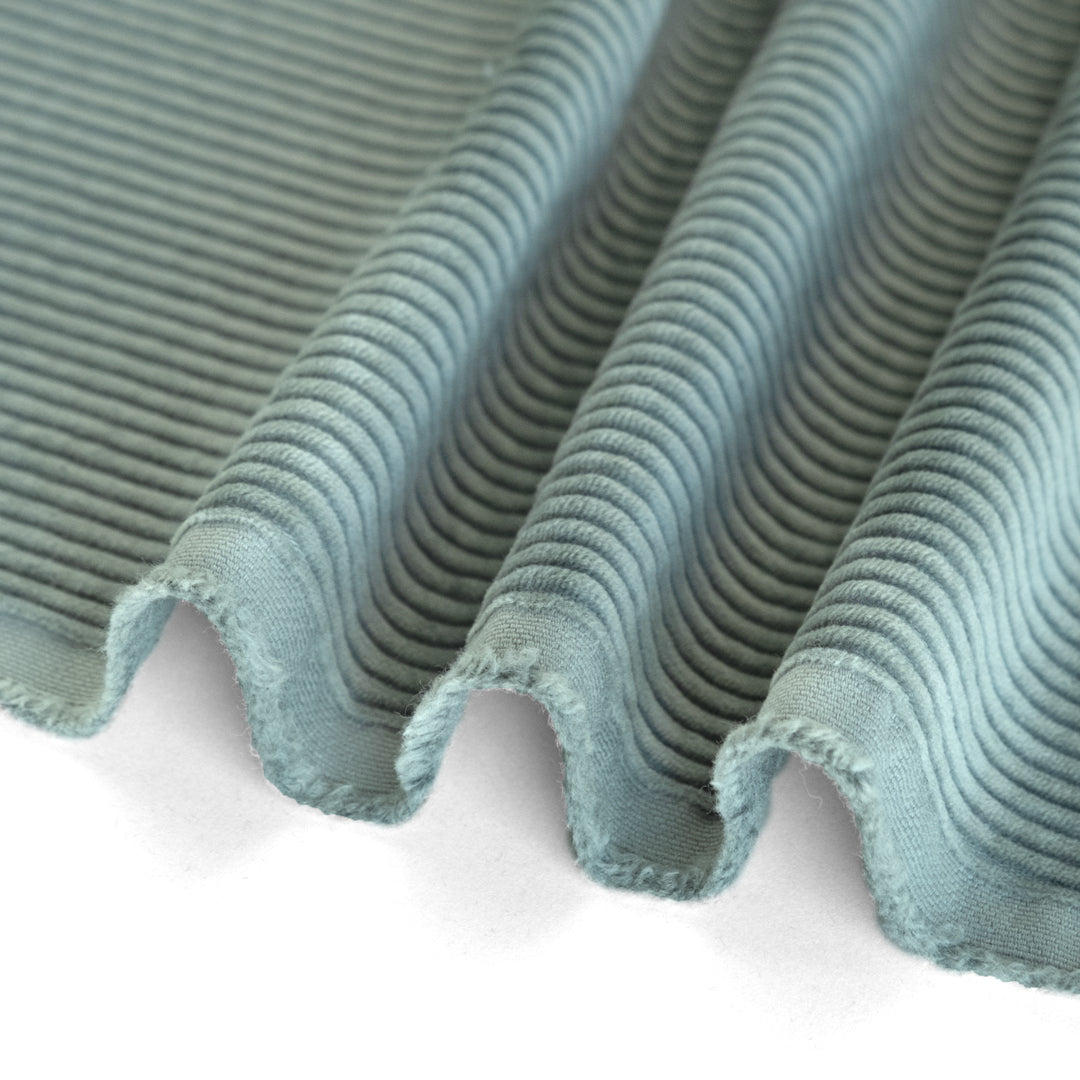 Chunky wide wale corduroy in Pale Turquoise blue, 100% natural cotton fiber