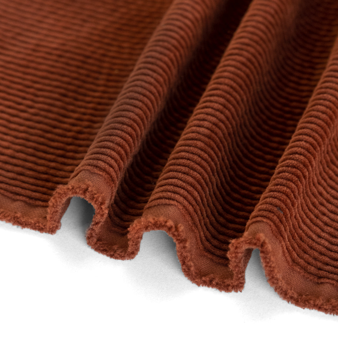 Chunky wide wale corduroy in Spice red, 100% natural cotton fiber