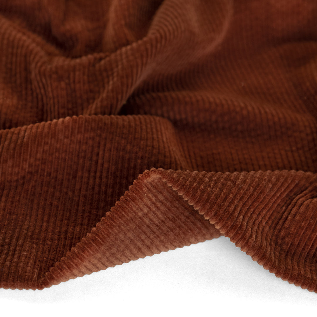 Chunky wide wale corduroy in Spice red, 100% natural cotton fiber