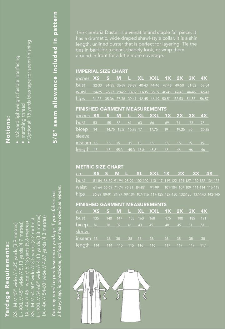 Cambria Duster - Friday Pattern Co