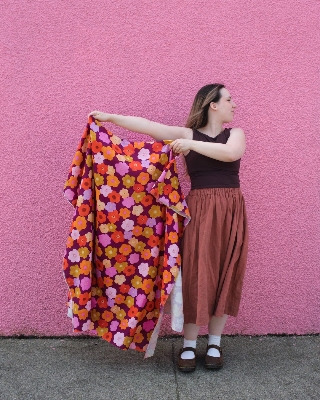 Bubble Blooms Linen Viscose Blend - Fig/Multi | Blackbird Fabrics