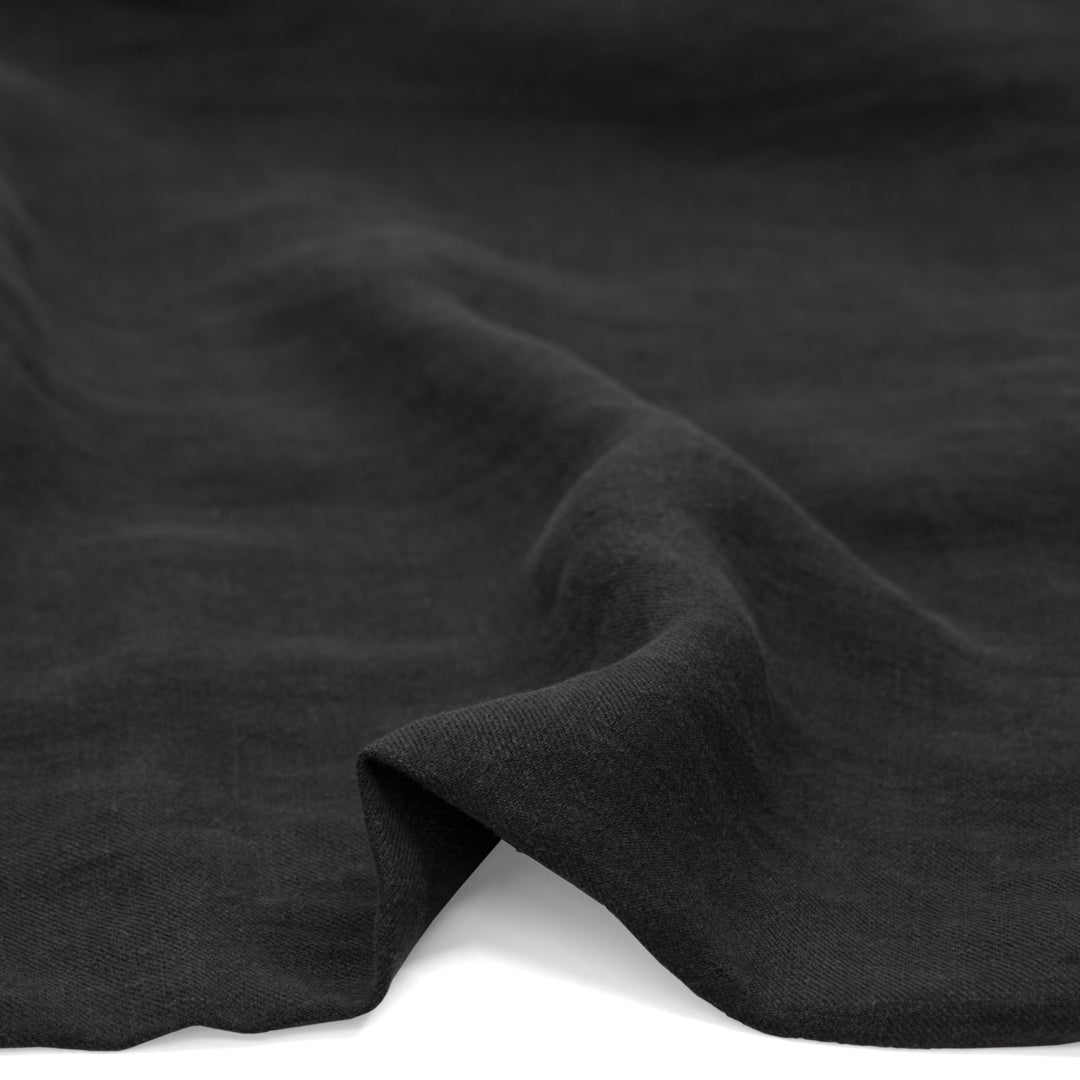 6.5oz Laundered Linen Twill - Charcoal | Blackbird Fabrics