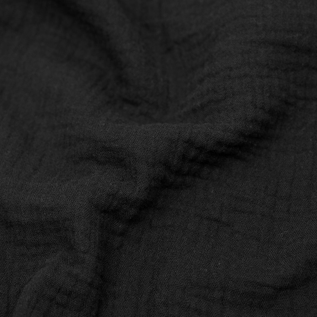 Organic Cotton Double Gauze  - Black | Blackbird Fabrics