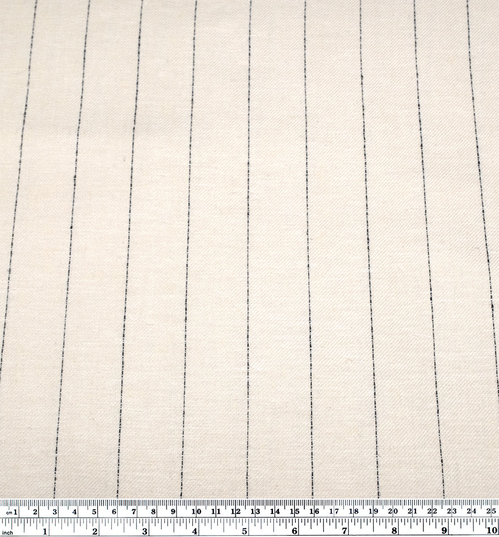 Chalk Stripe Rayon Linen Twill - Cream/Black | Blackbird Fabrics