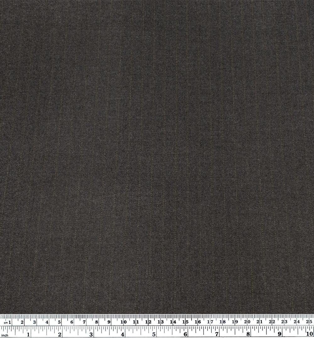 Chimney Stripe Brushed Poly Rayon Suiting - Charcoal/Teak | Blackbird Fabrics