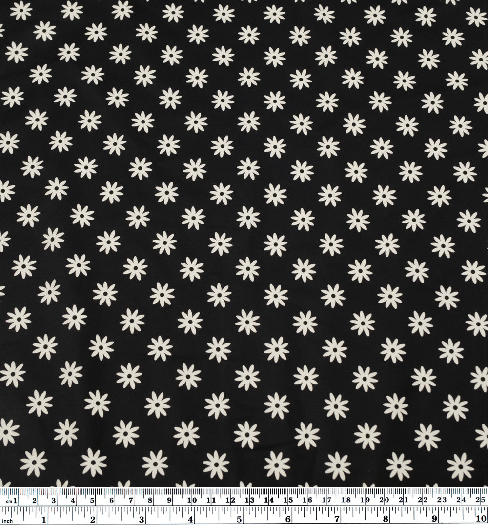 Daisy Days Recycled Nylon Swim Tricot - Black/White | Blackbird Fabrics