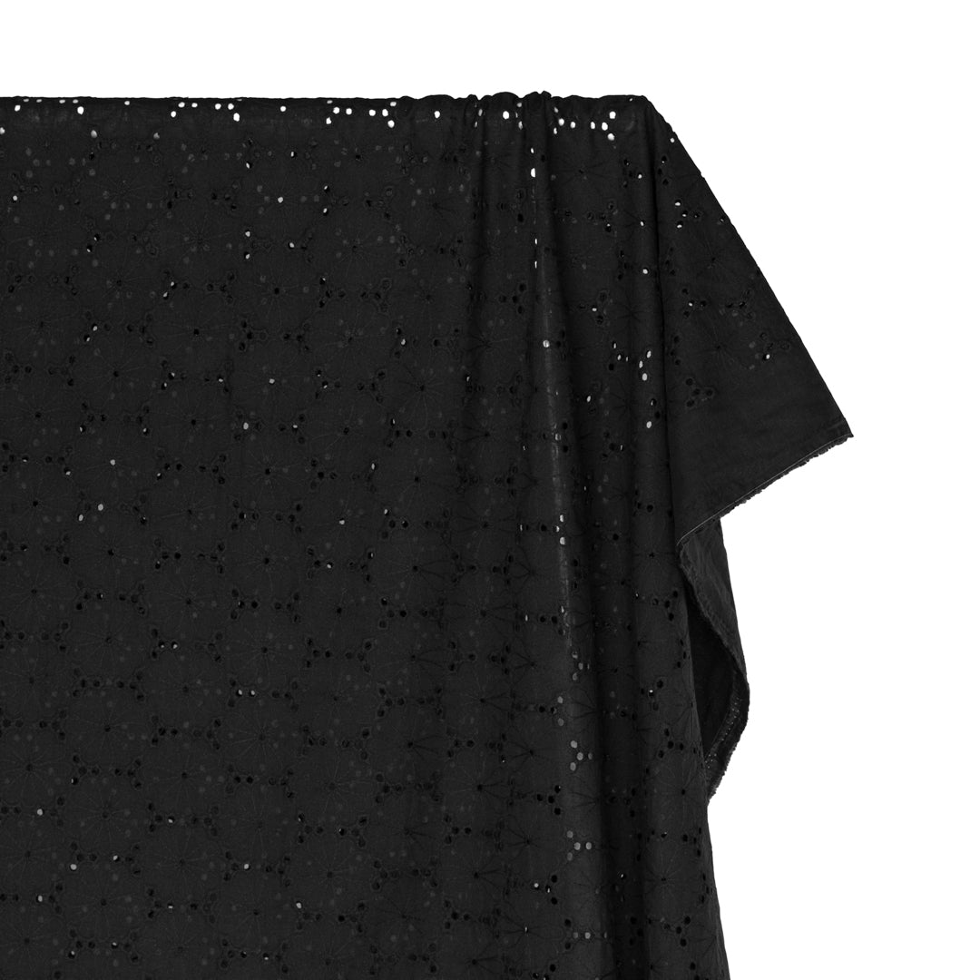 Daisy Pop Cotton Eyelet - Black | Blackbird Fabrics