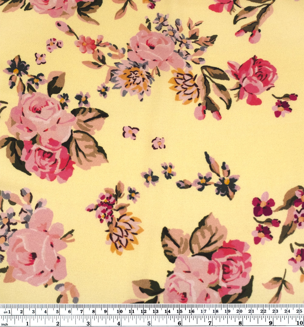 Deadstock Versailles Garden Viscose Satin - Buttermilk/Petal Pink | Blackbird Fabrics