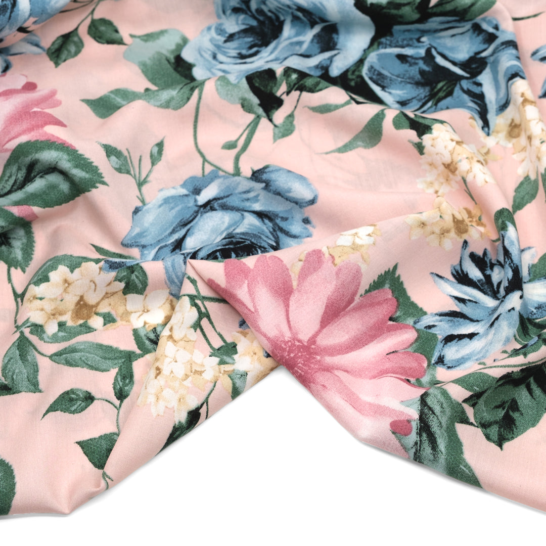 Pastel Roses Rayon Voile - Pale Pink | Blackbird Fabrics