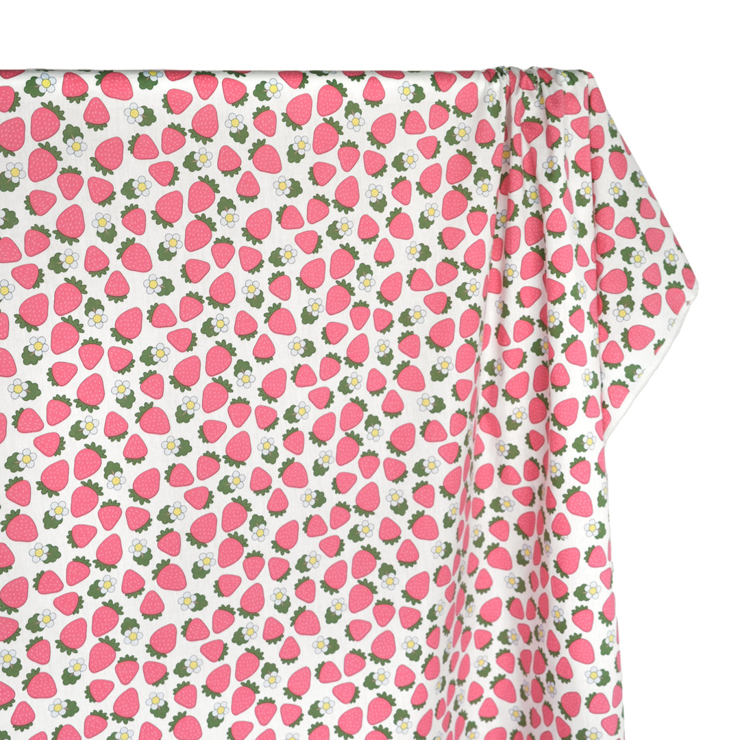 Strawberry Shortcake Cotton Poplin - White/Pink | Blackbird Fabrics