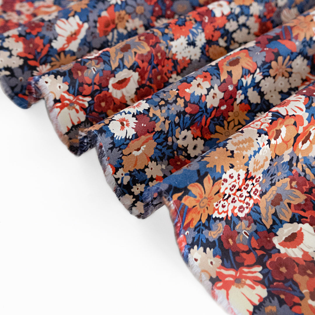 Liberty Cotton Tana Lawn™ - Thorpe - Orange/Denim | Blackbird Fabrics