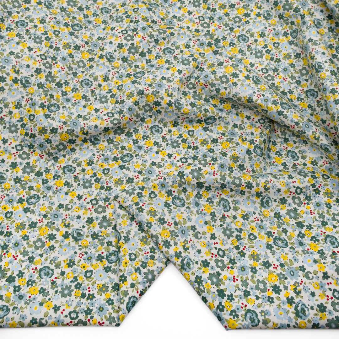 Clustered Cascade Cotton Poplin - Green/Buttercup | Blackbird Fabrics