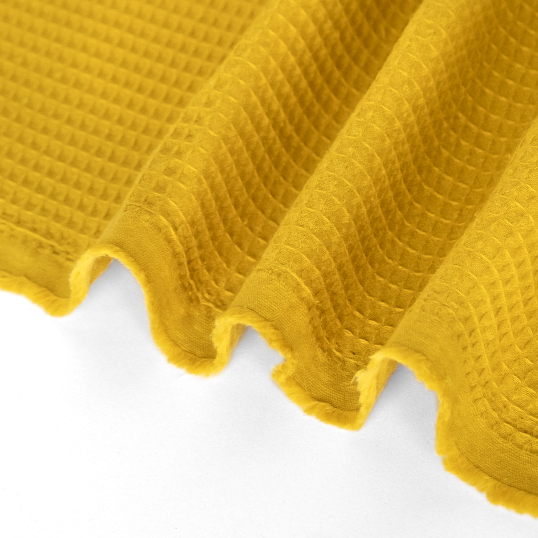 Remnant - 1.1m - Mini Honeycomb Organic Waffle Cotton - Marigold