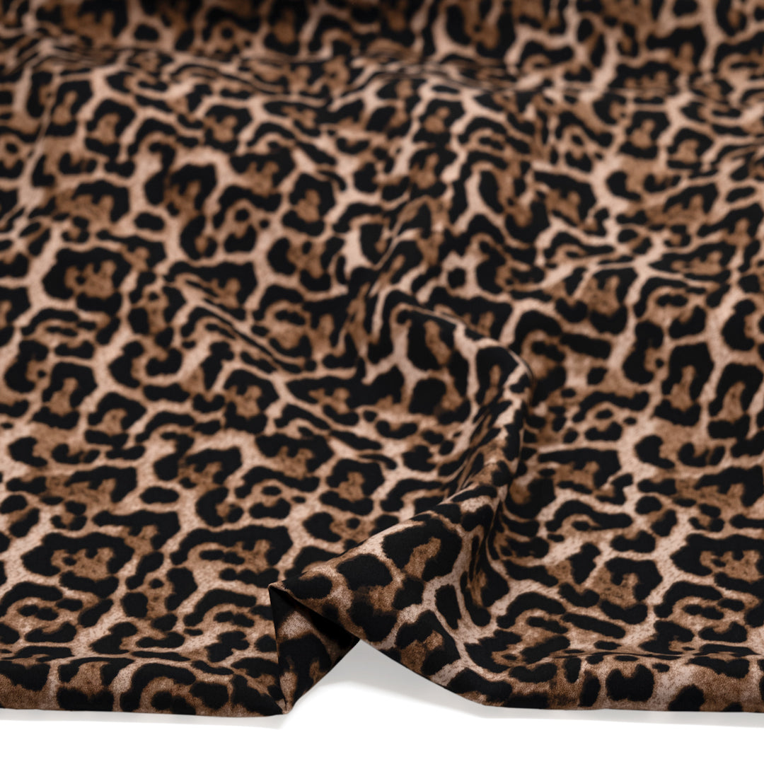 Wild Cat Rayon Poplin - Fawn/Black | Blackbird Fabrics