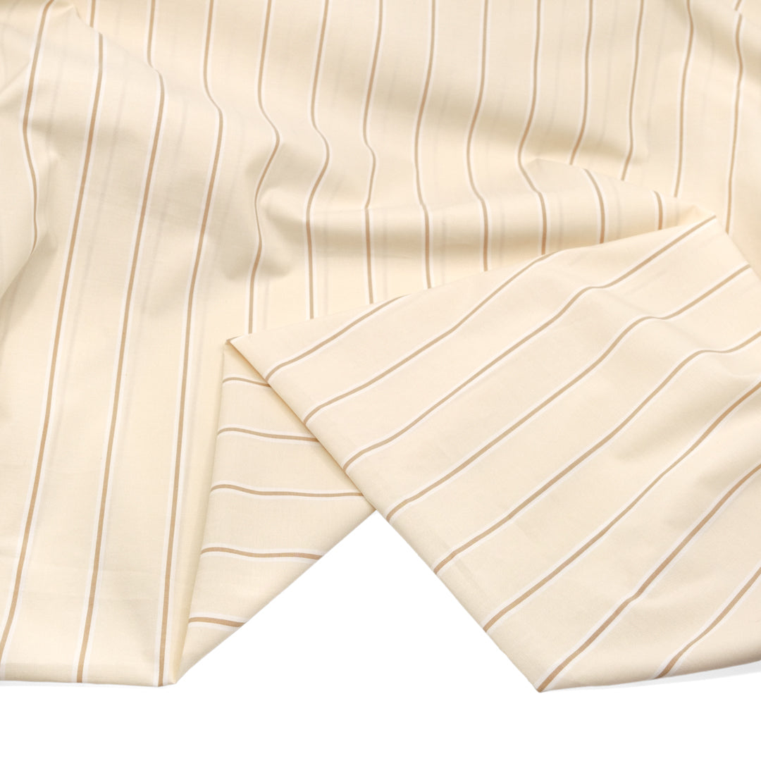 Boxcar Stripe Cotton Shirting - Buttermilk | Blackbird Fabrics