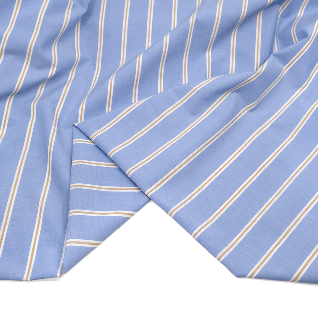 Boxcar Stripe Cotton Shirting - Sky Blue | Blackbird Fabrics