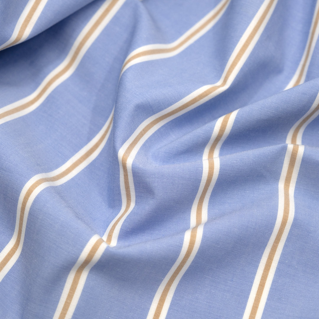 Boxcar Stripe Cotton Shirting - Sky Blue | Blackbird Fabrics