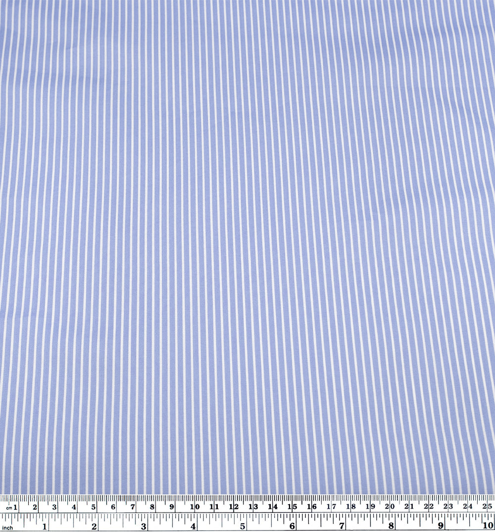 Locomotive Stripe Stretch Cotton Shirting - Cornflower