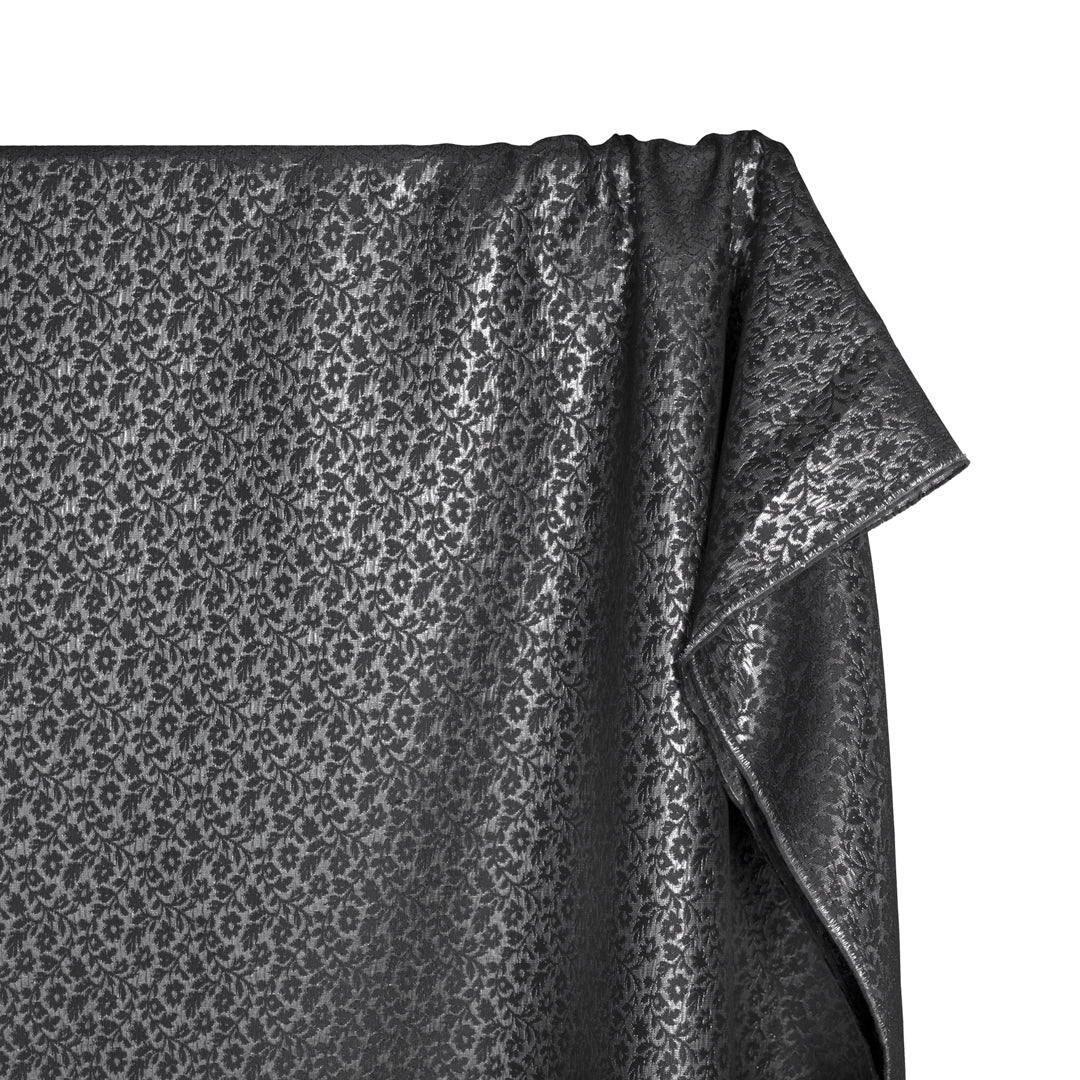 Enchanted Poly Metallic Jacquard - Silver/Charcoal | Blackbird Fabrics