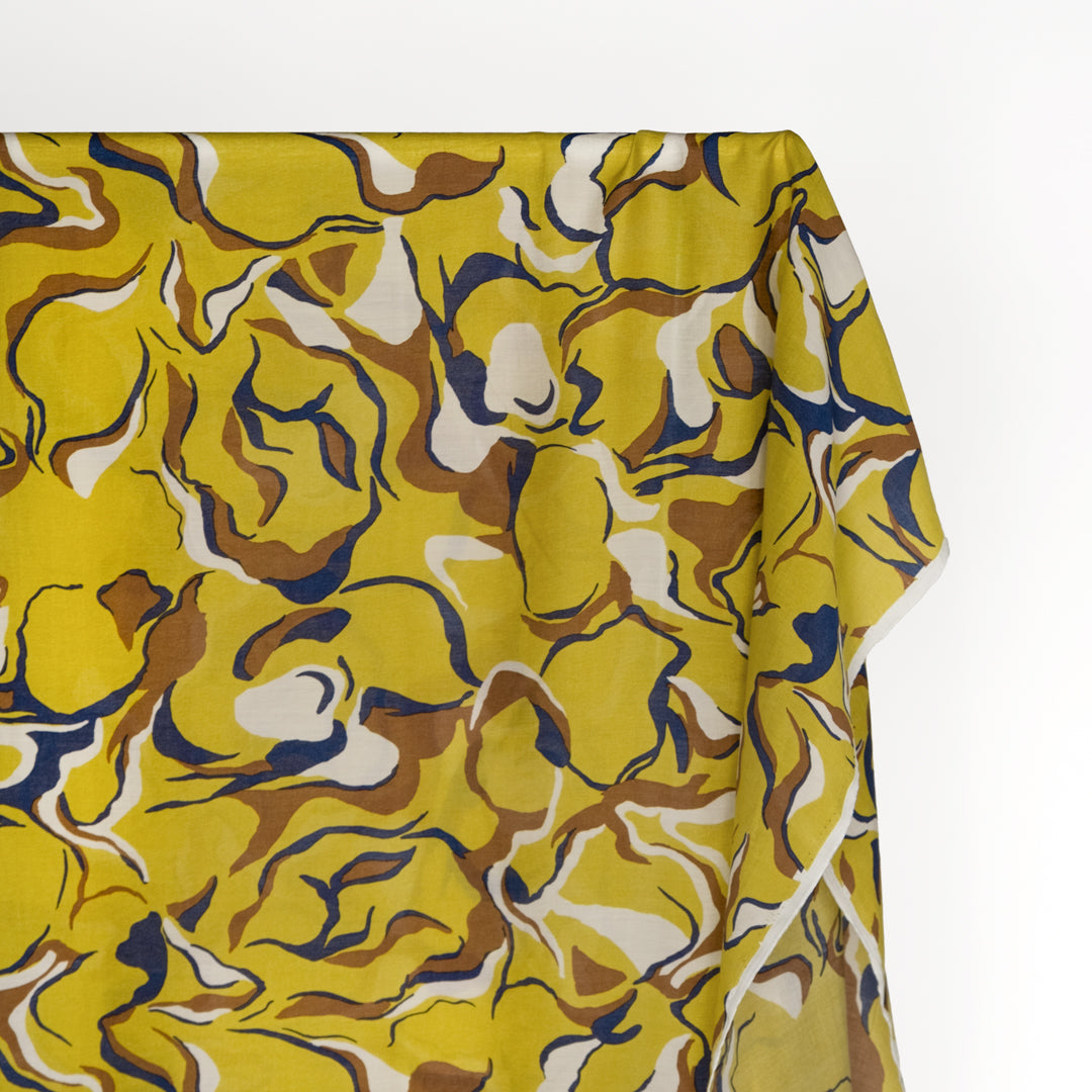 Harmony Lyocell Blend Voile - Chartreuse/Navy| Blackbird Fabrics