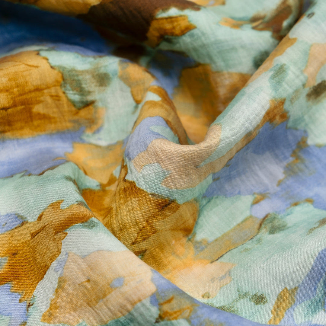 Reflection Lyocell Blend Voile - Cornflower/Aqua/Ochre | Blackbird Fabrics