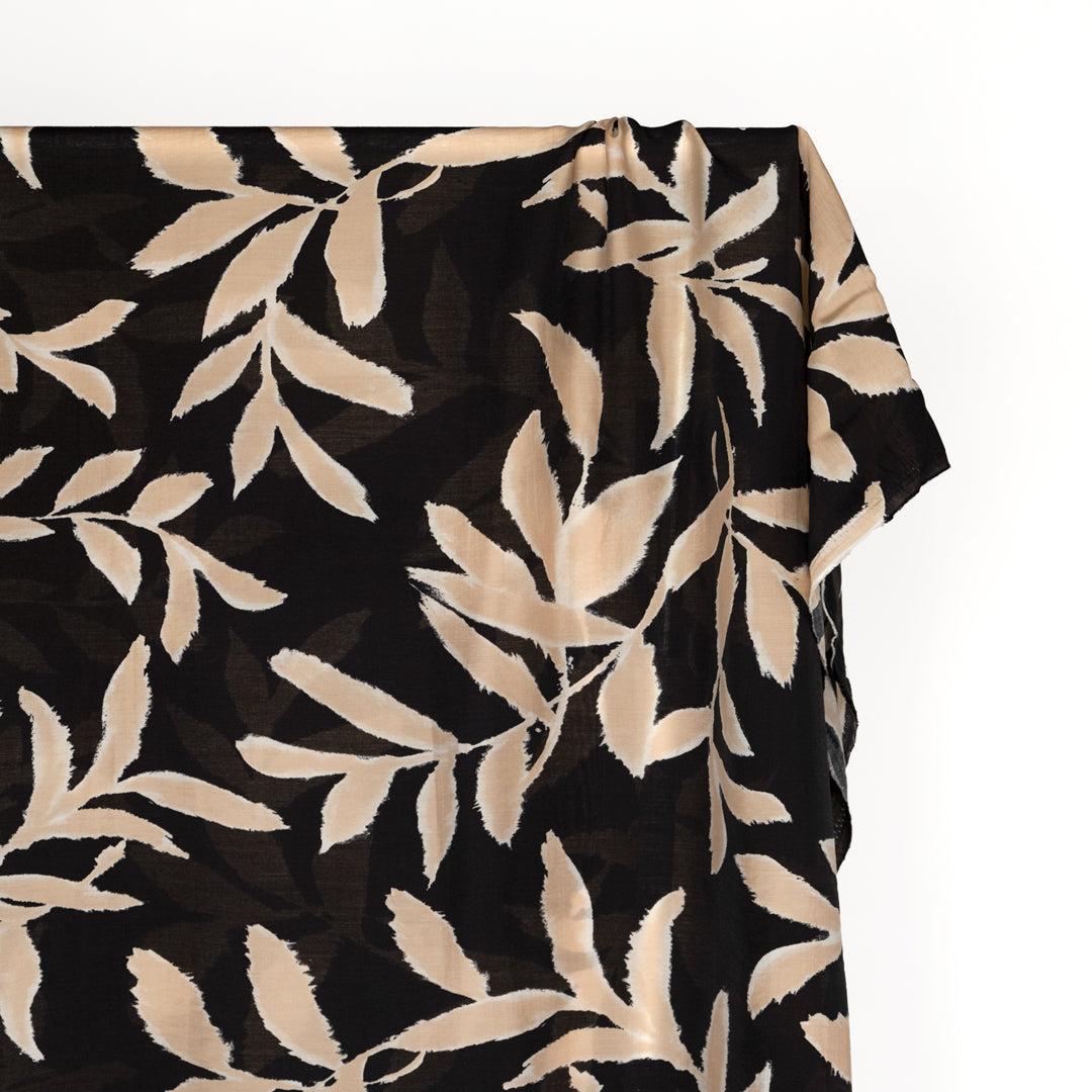 Branching Out Lyocell Blend Voile - Black/Sand | Blackbird Fabrics