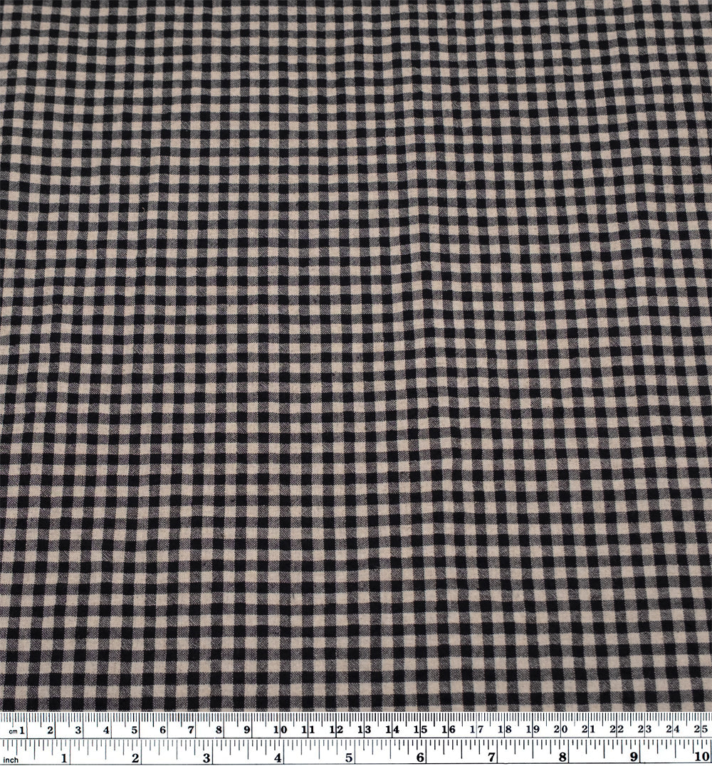 Antique Gingham Cotton Linen - Black/Natural | Blackbird Fabrics