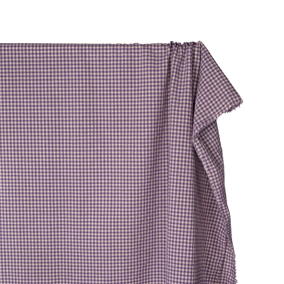 Antique Gingham Cotton Linen - Amethyst/Natural | Blackbird Fabrics