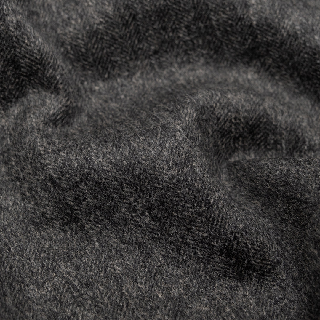 Herringbone Double Faced Wool Coating - Charcoal *Flawed | Blackbird Fabrics