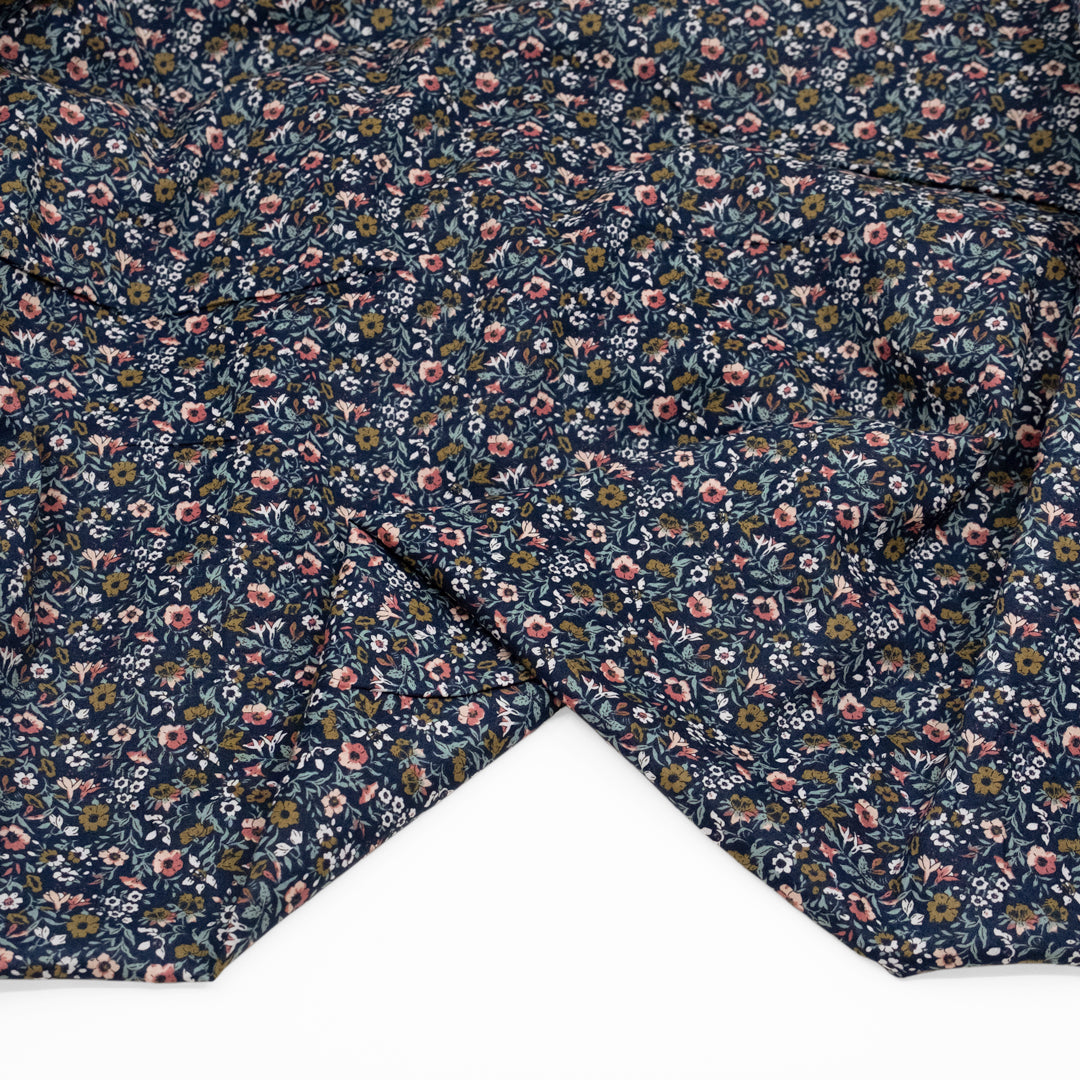 Deadstock Blue Bloom Cotton Batiste - Navy/Multi | Blackbird Fabrics