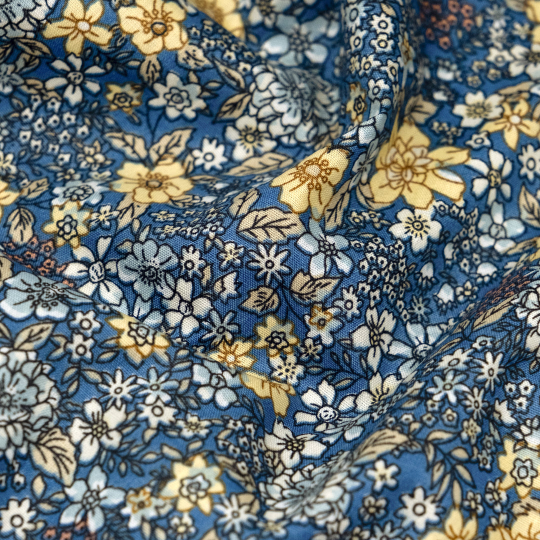 Deadstock Highbury Floral Cotton Poplin - Ocean/Multi | Blackbird Fabrics