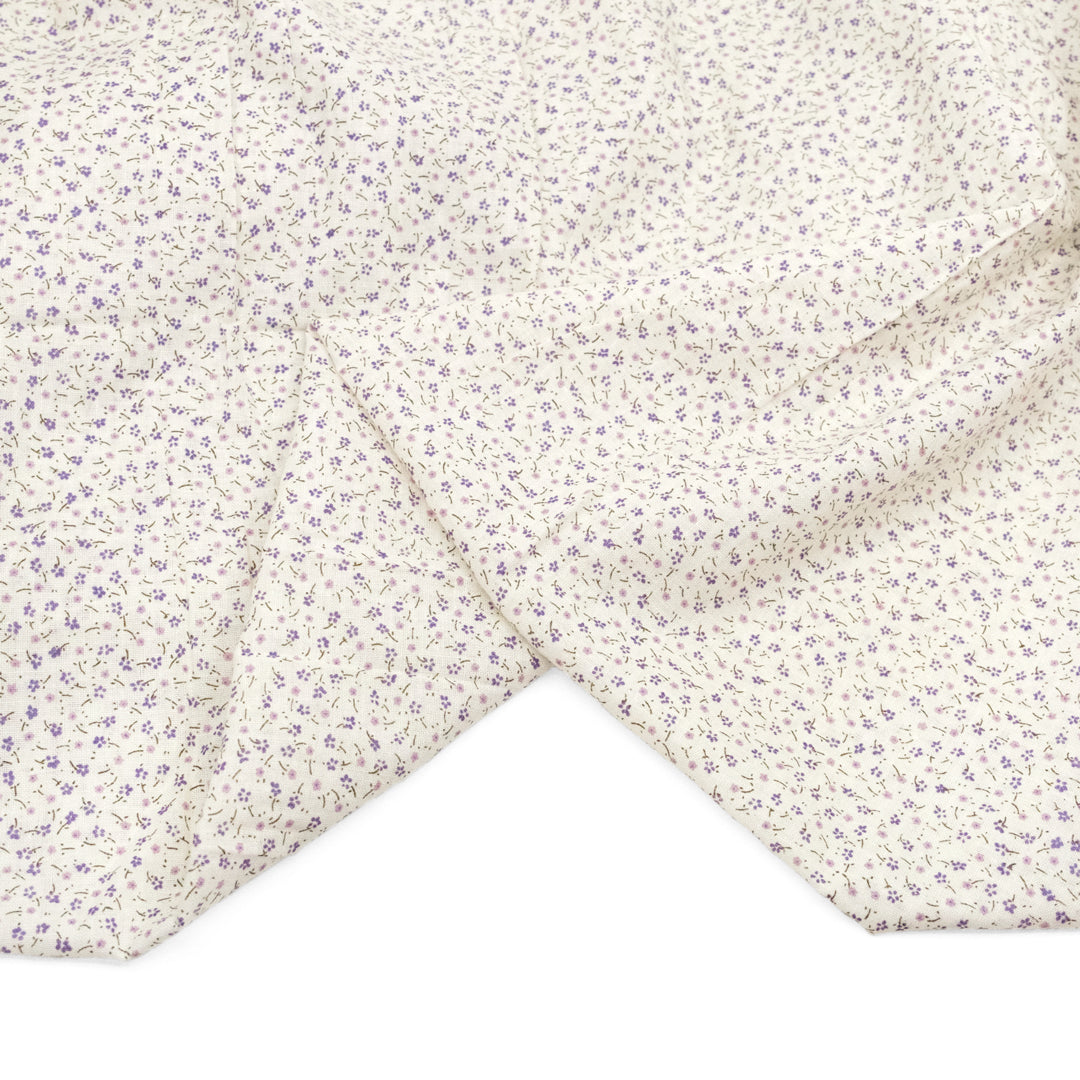 Deadstock Petite Floral Cotton Voile - Ivory/Grape | Blackbird Fabrics