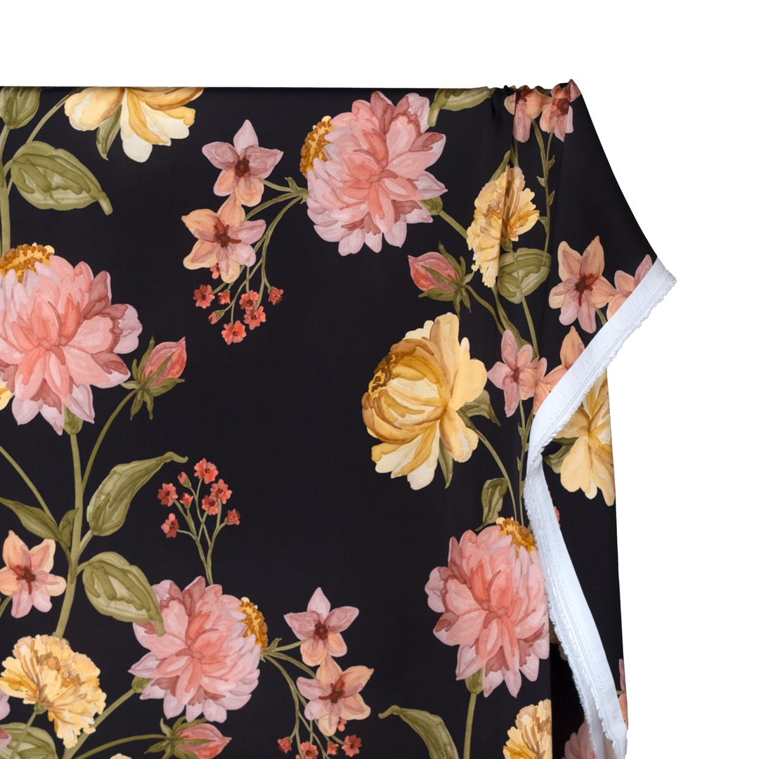 Nocturne Viscose Satin - Black/Multi | Blackbird Fabrics