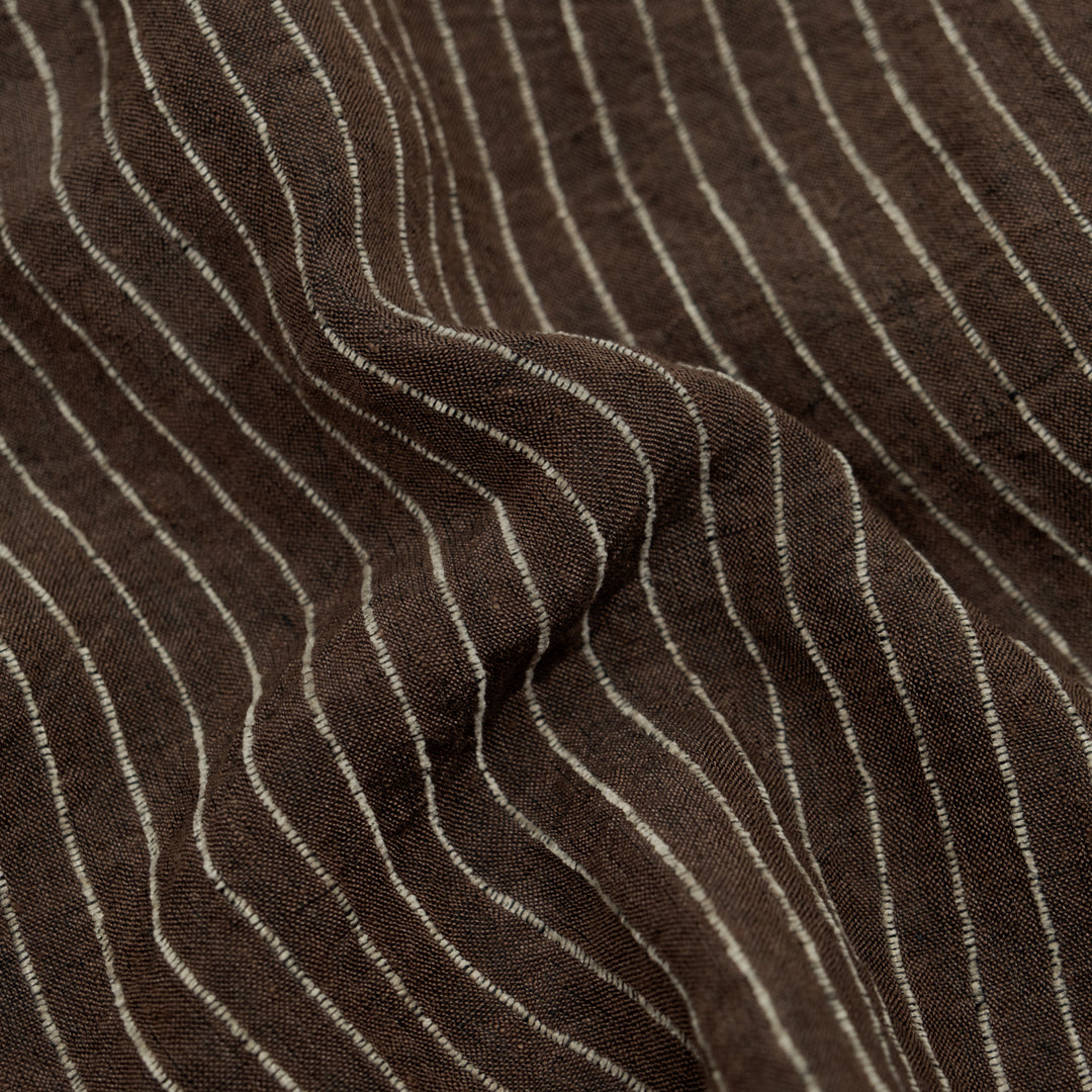 Farmhouse Wide Stripe Linen Rayon - Umber/Pebble | Blackbird Fabrics