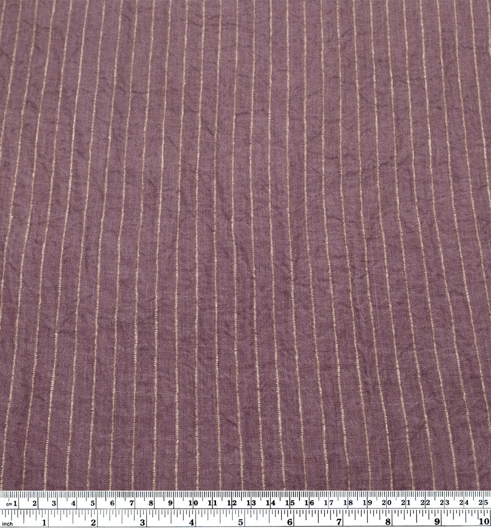 Farmhouse Wide Stripe Linen Rayon - Raisin/Pebble | Blackbird Fabrics