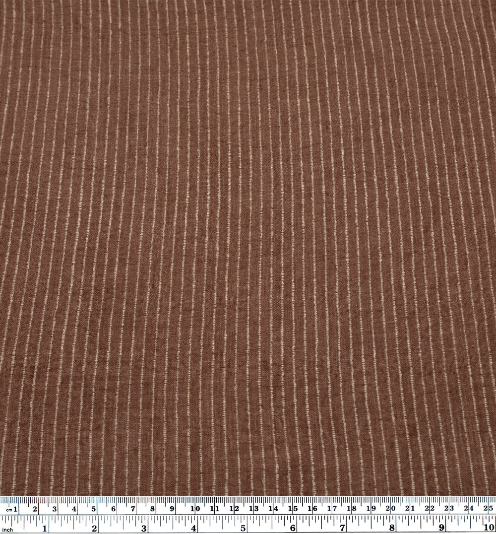Farmhouse Stripe Linen Rayon - Cappuccino/Pebble | Blackbird Fabrics