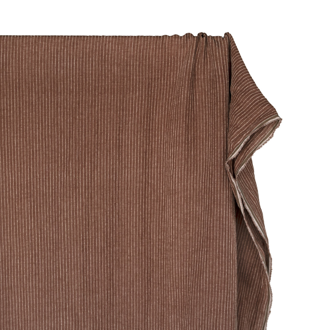 Farmhouse Stripe Linen Rayon - Cappuccino/Pebble | Blackbird Fabrics