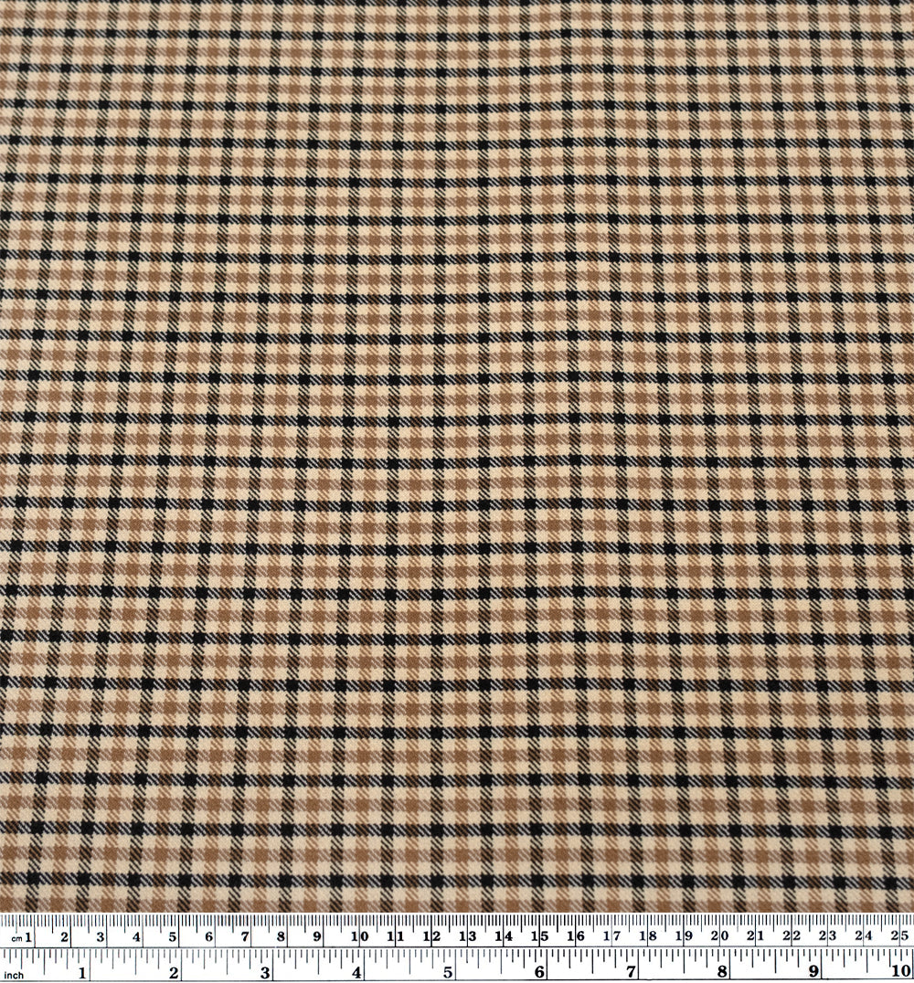 Chronicle Plaid Double Faced Suiting - Parchment/Biscuit/Black | Blackbird Fabrics