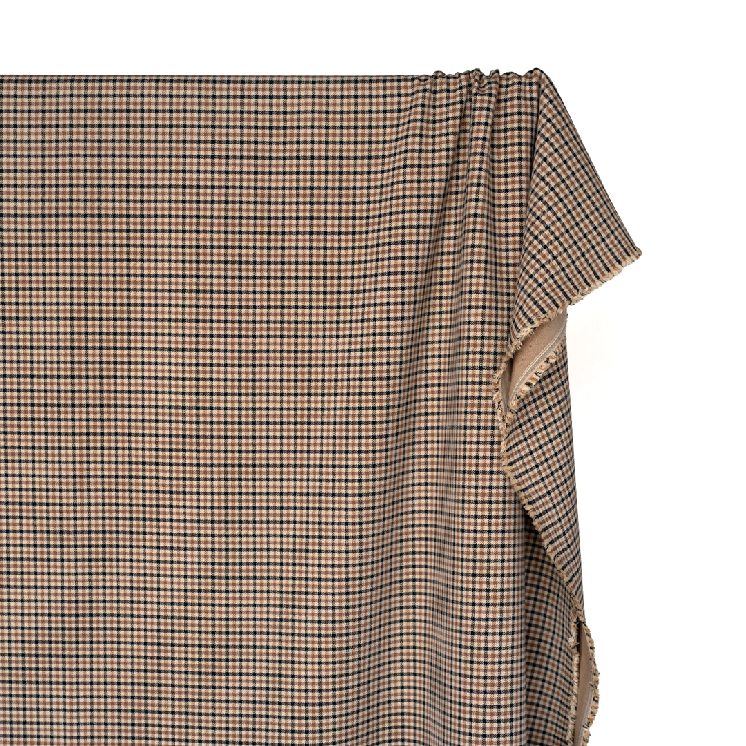 Chronicle Plaid Double Faced Suiting - Parchment/Biscuit/Black | Blackbird Fabrics