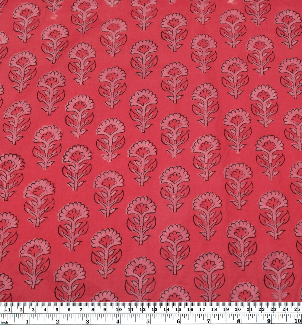 Bloom Block Printed Organic Cotton Batiste - Cherry Pink/Rose | Blackbird Fabrics