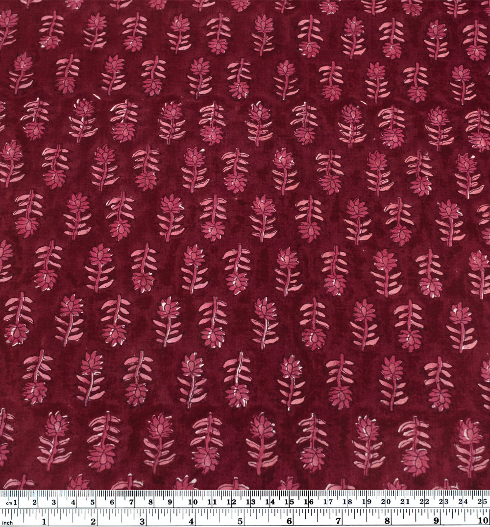 Bloom Block Printed Organic Cotton Batiste - Cranberry/Bubblegum | Blackbird Fabrics