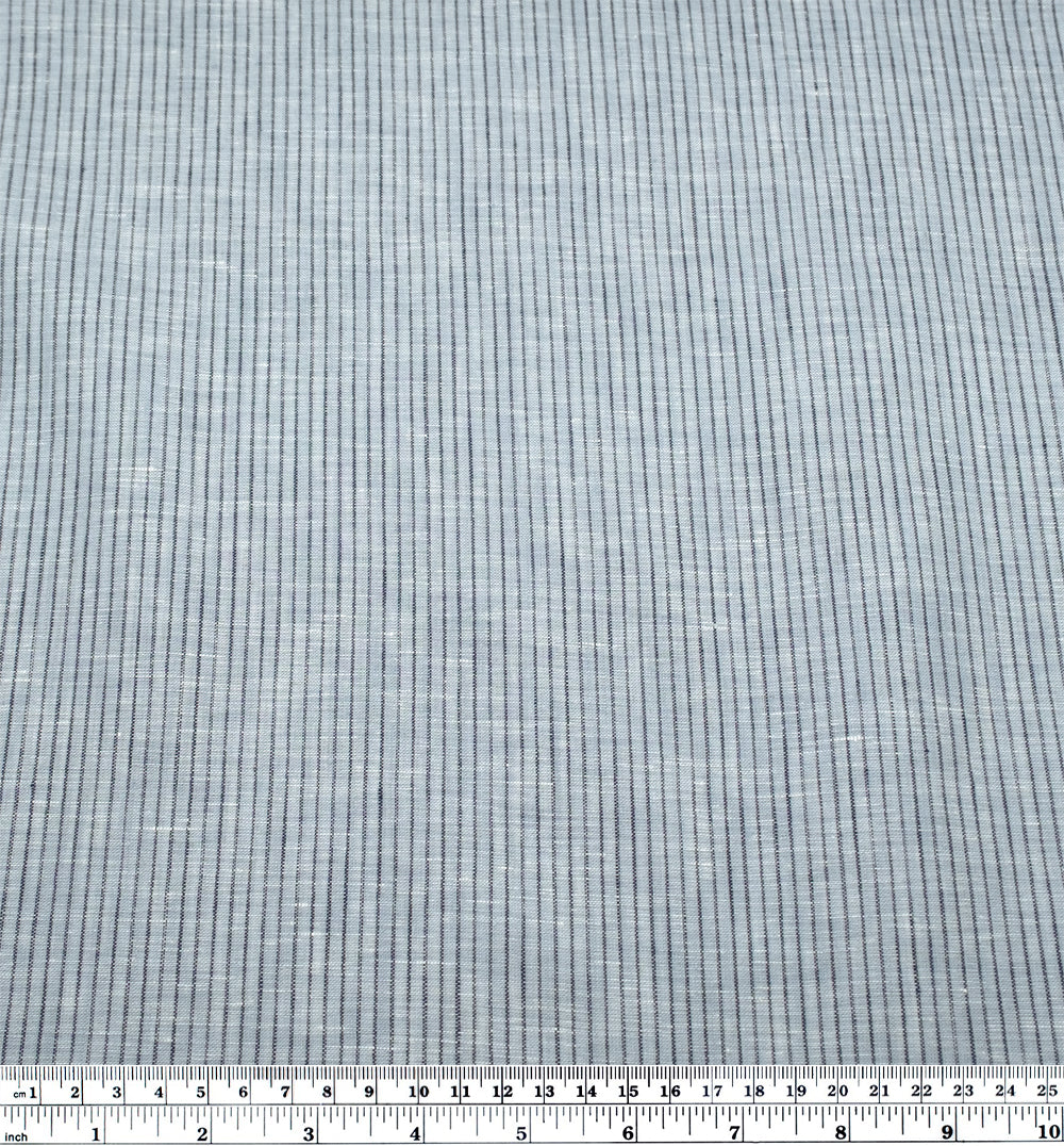 Fine Stripe Lightweight Linen - Ice Blue | Blackbird Fabrics