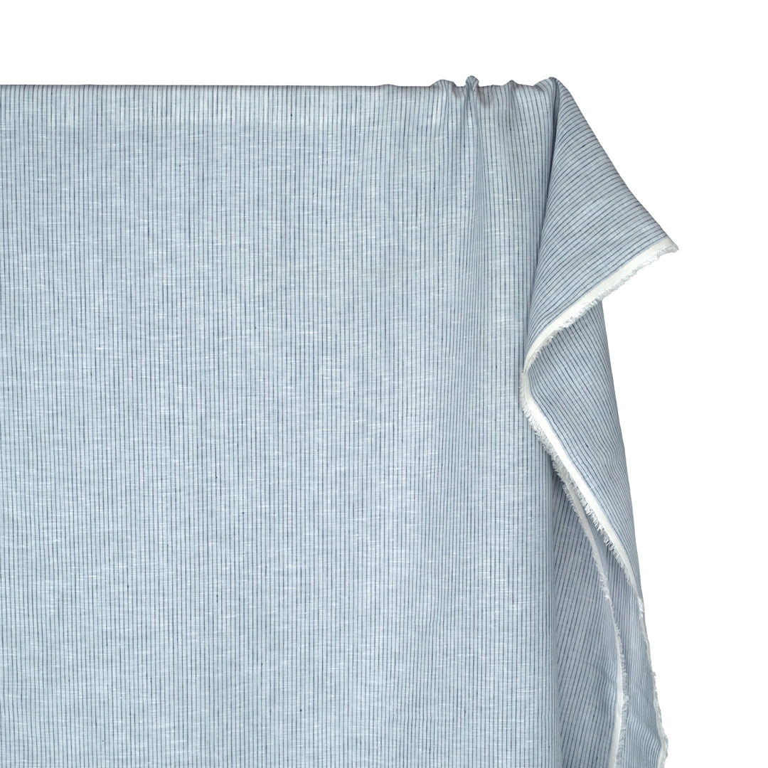 Fine Stripe Lightweight Linen - Ice Blue | Blackbird Fabrics
