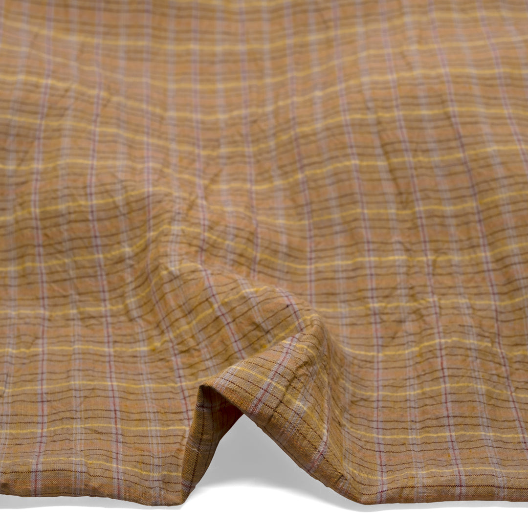 Sherbert Plaid Stonewashed Linen - Antique Gold | Blackbird Fabrics