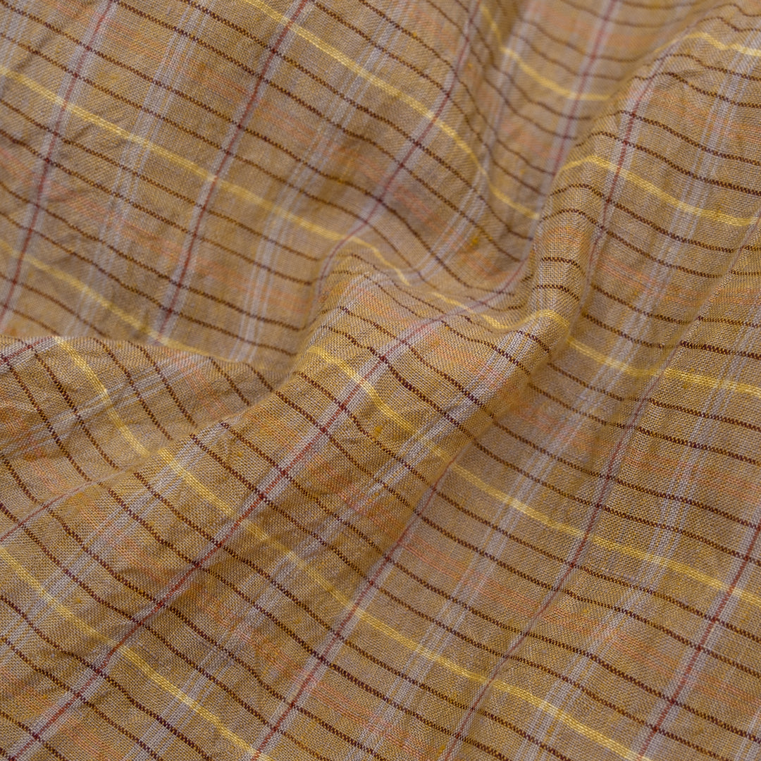 Sherbert Plaid Stonewashed Linen - Antique Gold | Blackbird Fabrics