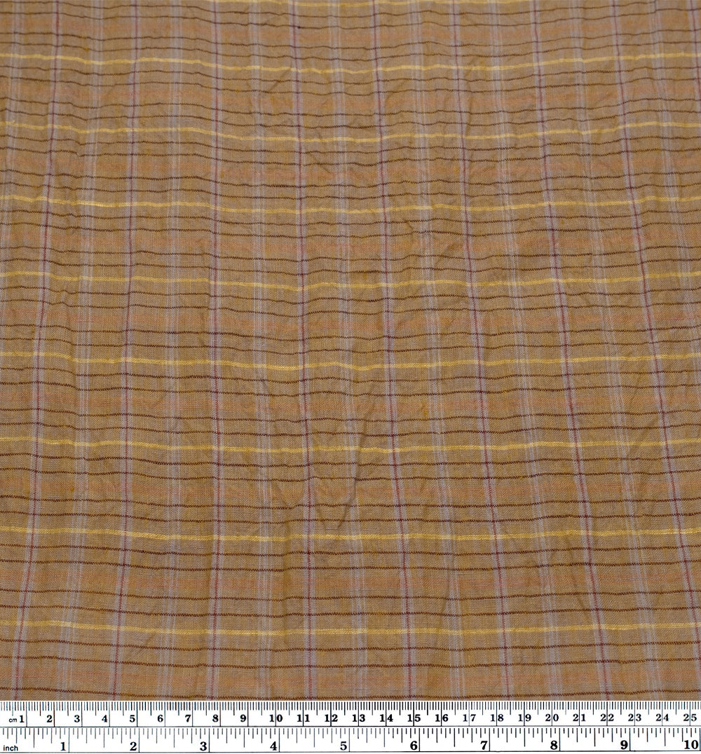 Sherbert Plaid Stonewashed Linen - Antique Gold | Blackbird Fabrics