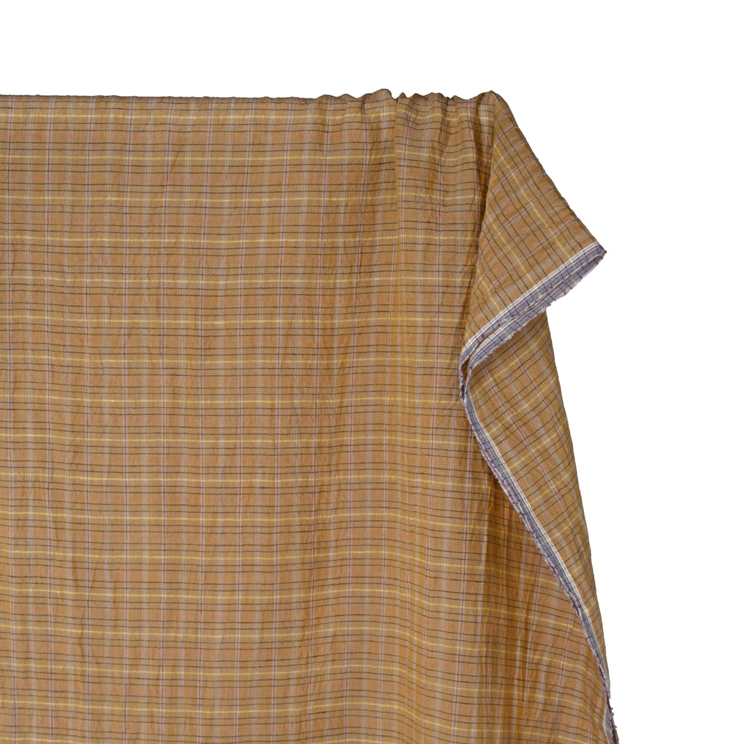 Sherbert Plaid Stonewashed Linen - Antique Gold | Blackbird Fabrics